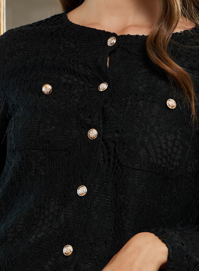 Styli Women Regular Fit Lace Overlay Jacket - Image 2